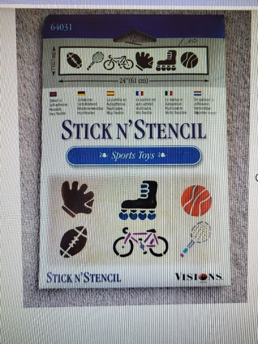 SPORTS TOYS WALLPAPER BORDER Stick N' Stencil by Visions #64031 24" BNIB